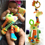 Plush Infant Baby Development Soft Giraffe Animal Handbells Rattles Handle Toys