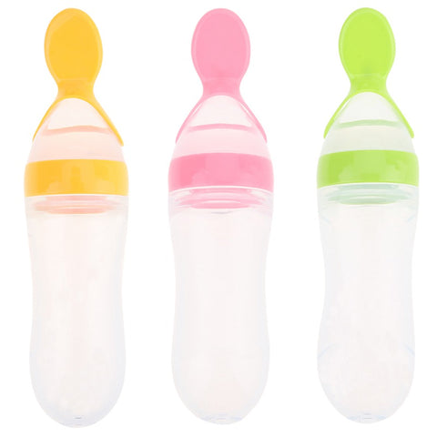 Baby squeeze feeding spoon silicone bottle