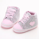 Pink Polka Dot Cotton Soft Sole Baby Shoes Lace-up Spring/Autumn First Walkers