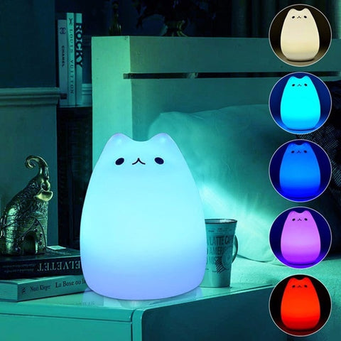 CUTE BABY CAT NIGHT LIGHT (CHANGES 7 COLORS)