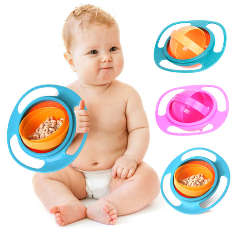 Baby Feeding Dish Cute Baby Gyro Bowl Universal 360 Rotate Spill-Proof Bowl