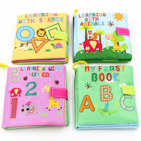 4 Style Baby Toys Soft Cloth Books Rustle Sound Infant Educational Stroller Rattle Toy