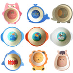 Natural Bamboo Fiber Bowls with Cute Cartoon Designs