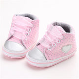 Pink Polka Dot Cotton Soft Sole Baby Shoes Lace-up Spring/Autumn First Walkers