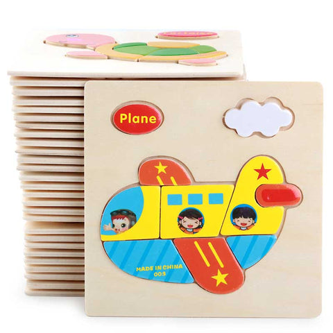 Sale Wooden 3D Puzzle Jigsaw Toys For Children Cartoon Animal Vehicle Wood Puzzles