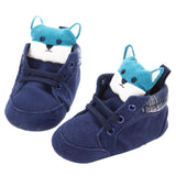 Fox Head Lace Cotton Cloth First Walker Anti-slip Soft Sole Toddler Sneaker