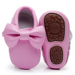 Lovely bow Hard Tole Toddler Leather First walking shoes