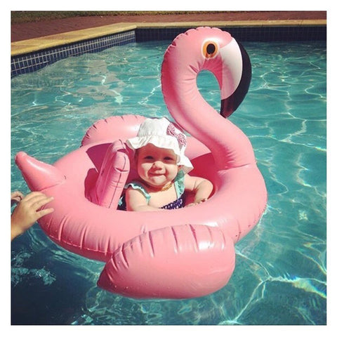 Baby Inflatable Flamingo Pool Float Pink Ride-On Swimming Ring
