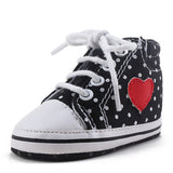 Pink Polka Dot Cotton Soft Sole Baby Shoes Lace-up Spring/Autumn First Walkers