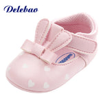 Pink Polka Dot Cotton Soft Sole Baby Shoes Lace-up Spring/Autumn First Walkers