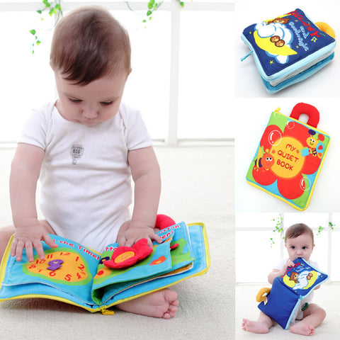 12 pages Soft Cloth Baby Boys Girls Books Rustle Sound Infant Educational Stroller Rattle Toys