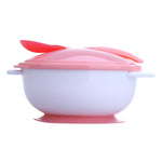 Baby Feeding Bowl with Sucker and Temperature Sensing Spoon Suction Cup