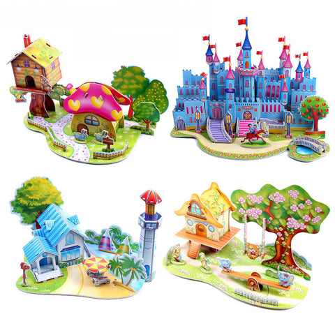 3D DIY Puzzle Jigsaw Baby toy Kid Early learning Castle Construction